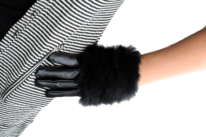 Winter fashion 2012 women's genuine leather finger gloves large rex rabbit hair fur women's fashion gloves