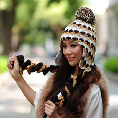 Winter fashion big ear protector cap hat female winter knitted hat warm hat