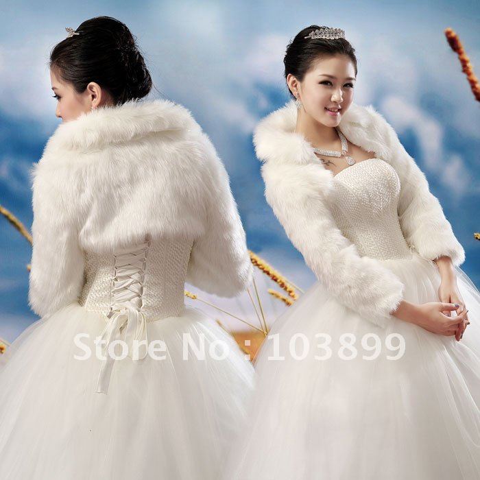 Winter Fashion Bridal Short Jacket Long Sleeves Wedding Bolero 2 Colors