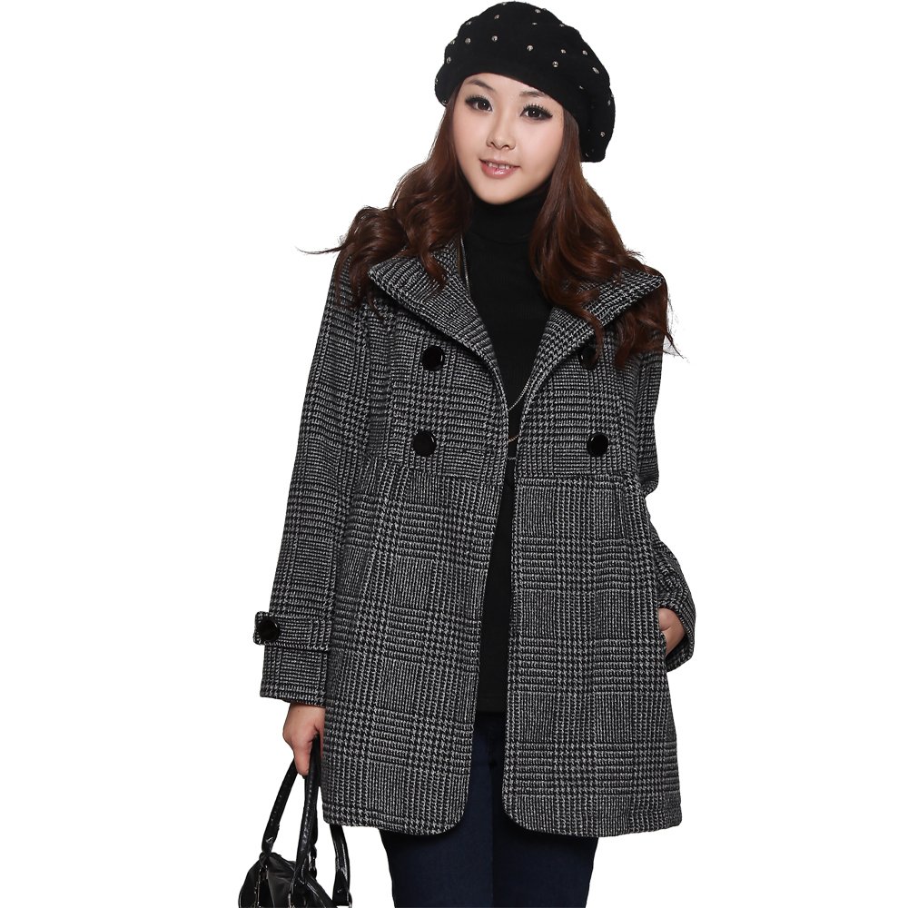 Winter fashion houndstooth woolen overcoat maternity overcoat 10996