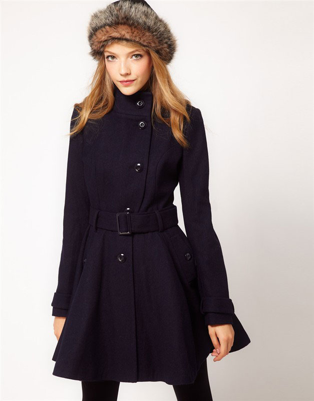Winter fashion single breasted belt high waist medium-long wool coat trench outerwear women's carnival