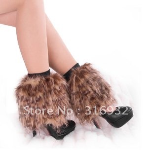 Winter Faux Fur Leg Warmer Long Boot Cover 20cm, 8 styles to choose