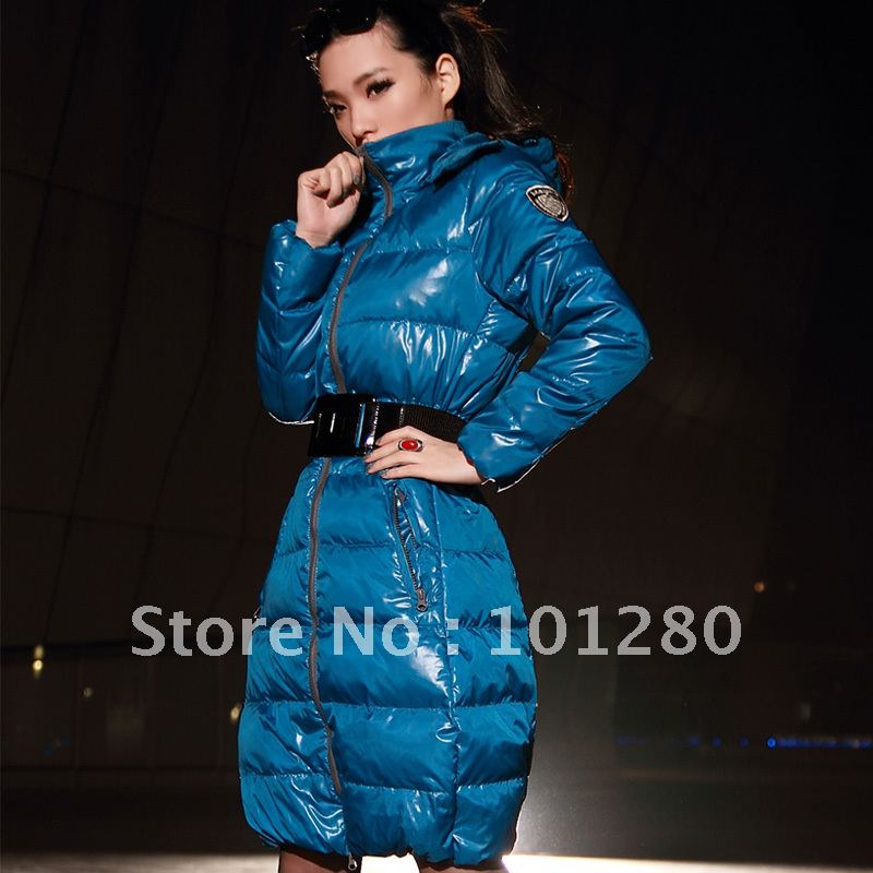 Winter female long design slim high quality cap down coat