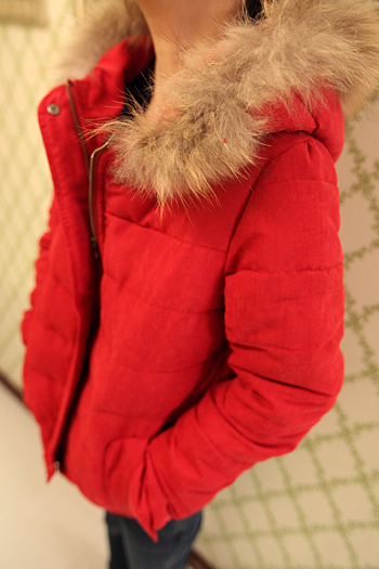 Winter ! fur collar flannelet chromophous short design cotton-padded jacket