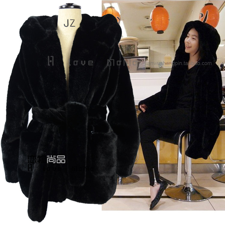 Winter fur female  rex rabbit hair  thickening hooded