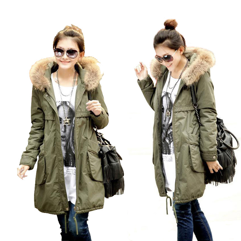 Winter  fur plus size medium-long thickening  women overcoat clothes wadded jacket cotton-padded jacket