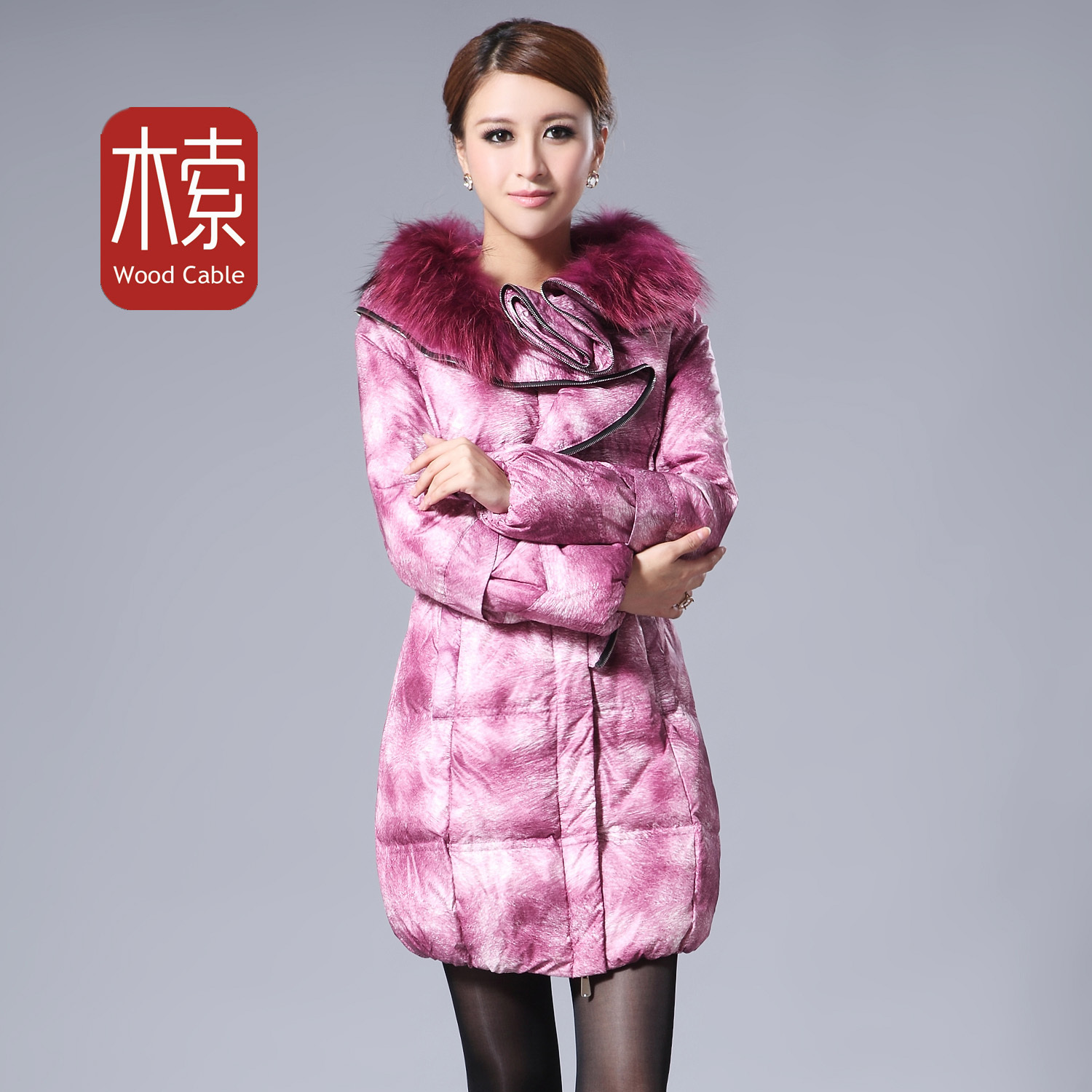 Winter genuine raccoon fur collar women's duck down coat women outerwear female slim overcoat,grey green lavender,free shipping