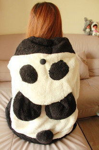 Winter giant panda outerwear loose thickening sweater plush fleece female medium-long outerwear