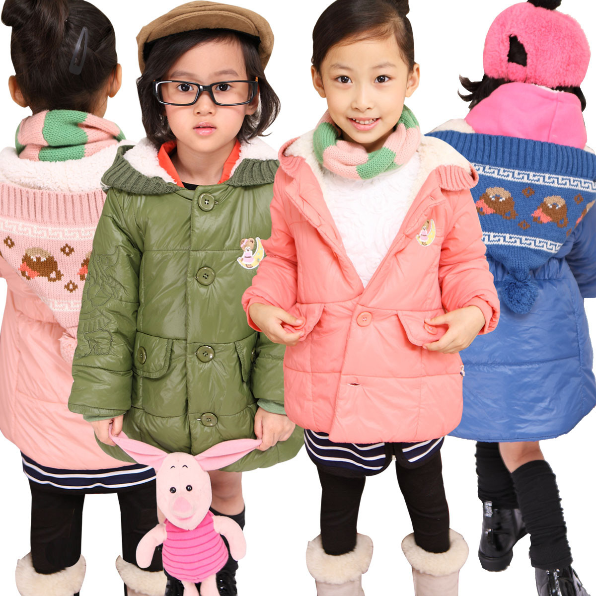 Winter girls clothing long design cotton-padded jacket down cotton child cotton-padded jacket qf10195