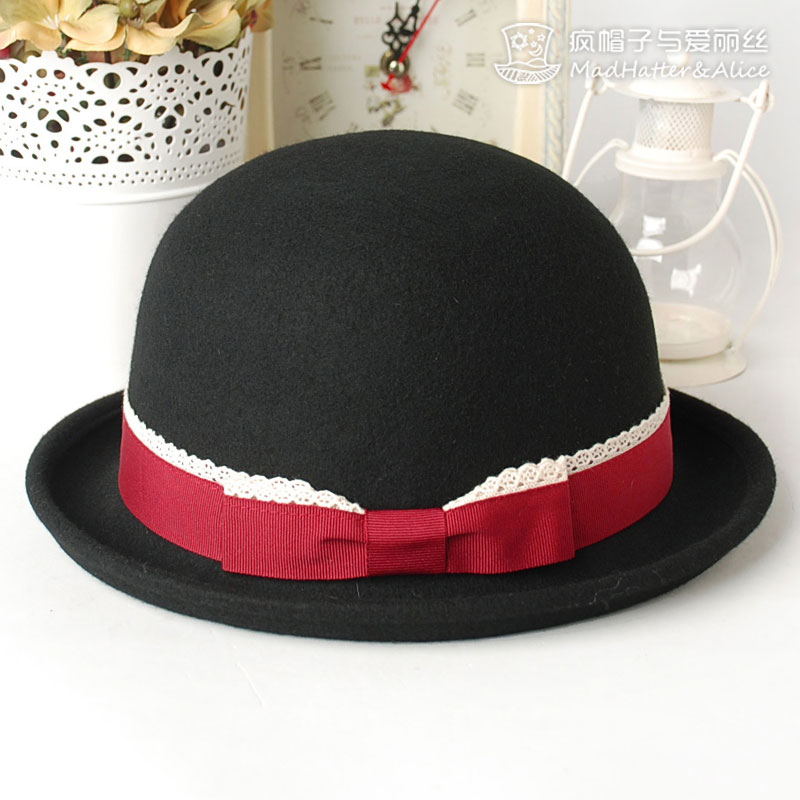 Winter - hat alice vintage dome roll-up hem woolen cap autumn and winter female