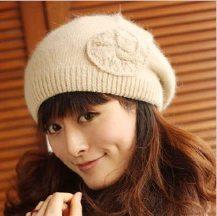Winter hat gentlewomen millinery flower with diamond painter cap beret ty80018