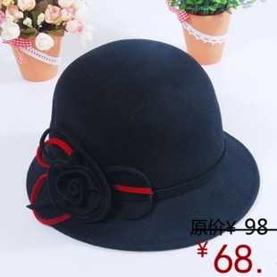 Winter hat wool small fedoras vintage bucket hats flower women's helmet-hat millinery Free delivery