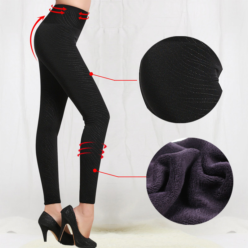 Winter high waist double layer thickening plus velvet warm pants women's legging ball bk106