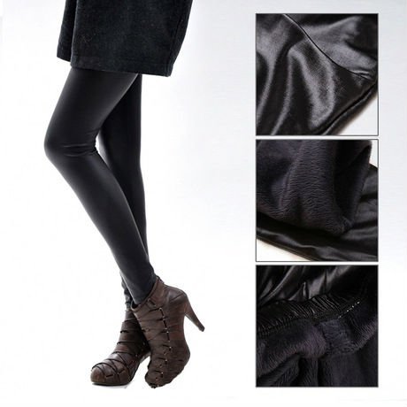 Winter hot selling Smooth imitation leather pants for women thickening super warm leggings V010
