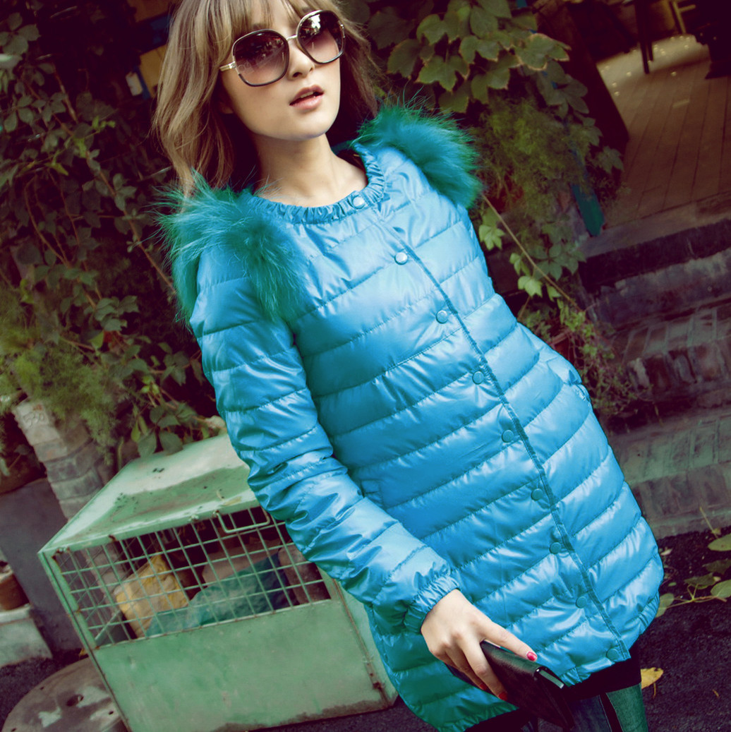 winter jacket women 2012 2012 women's cotton clothes outerwear raccoon fur wool medium-long slim overcoat women's wool coat