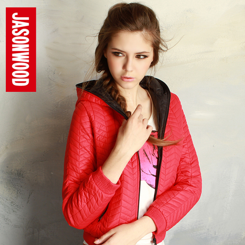 Winter jasonwood spring geometry with a hood women's short design thin wadded jacket 2141326216