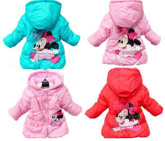 Winter Kids coat Children's clothing minnie design three colour Girls Jacket coat ,Free shipping