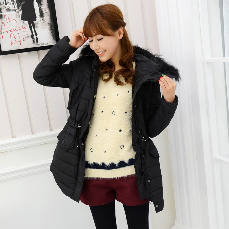 Winter l3-4 2013 women's fur collar nick coat with a hood long design thickening wadded jacket wadded jacket outerwear