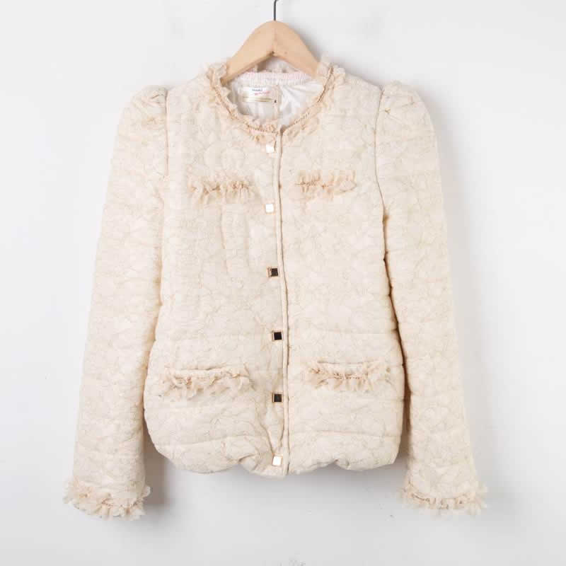 Winter lace wadded jacket female 2012 cotton-padded jacket cotton-padded jacket gold lace embroidered thickening outerwear