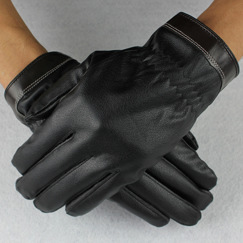 Winter leather gloves male winter thermal plus velvet imitation deerskin gloves