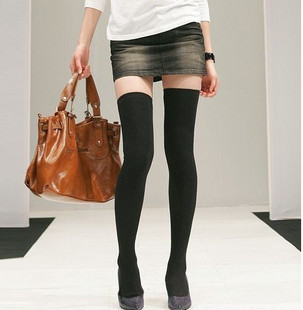 Winter leg shaping comfortable solid color black knee-high socks