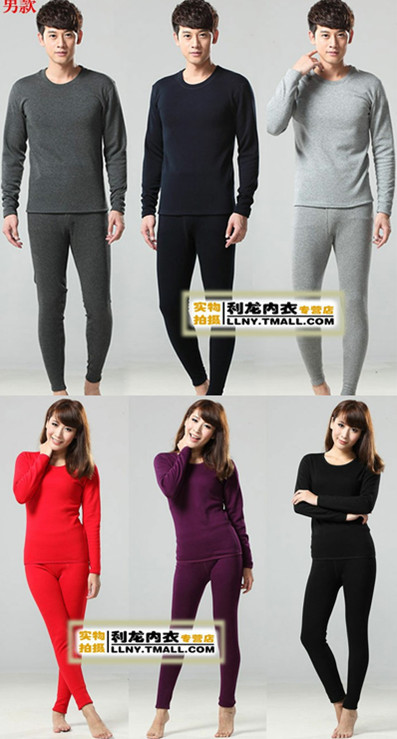 winter  long sleeve warm underwear set / plus velvet thickening thermal mens women's long johns tops + pants undergarment