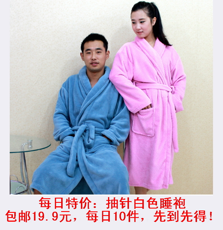 Winter lovers male Women coral fleece robe bathrobes sleepwear thickening lengthen