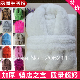 Winter lovers robe coral fleece female thickening male sleepwear bathrobes coral fleece long-sleeve at home service