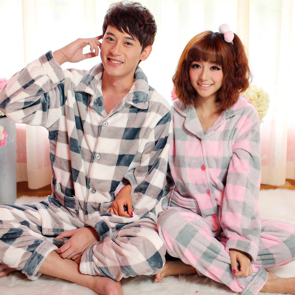 Winter lovers sleepwear coral fleece sleep set thickening long-sleeve flannel sleepwear lounge set