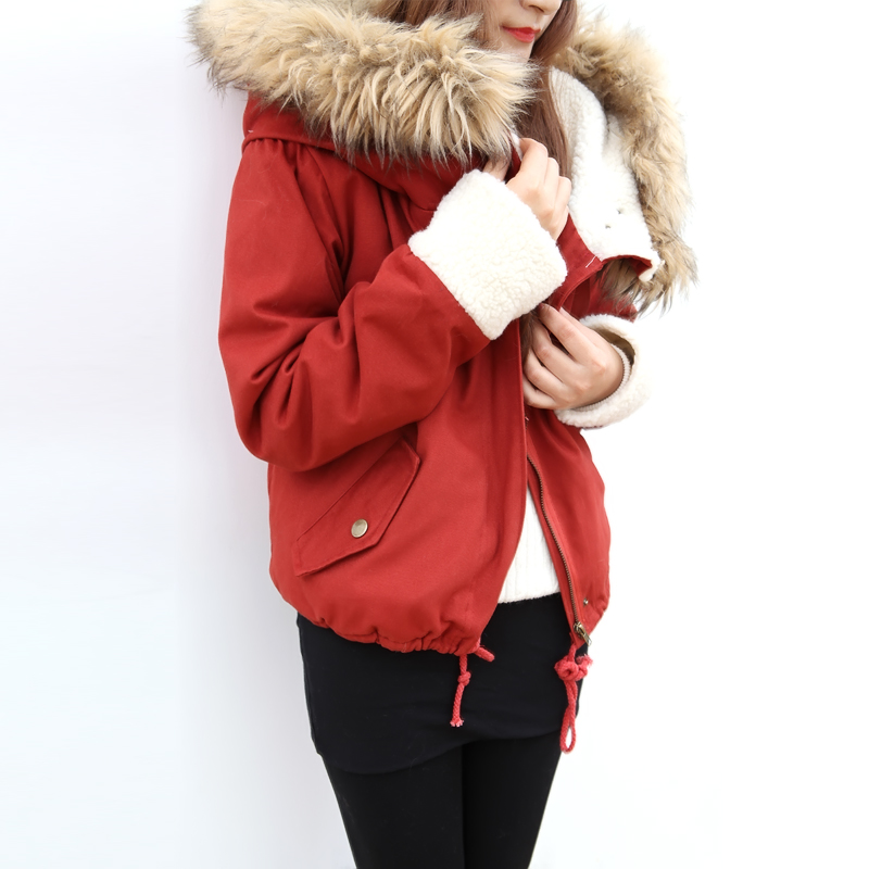 Winter m30040 2012 women's large fur collar drawstring berber fleece wadded jacket cotton-padded jacket