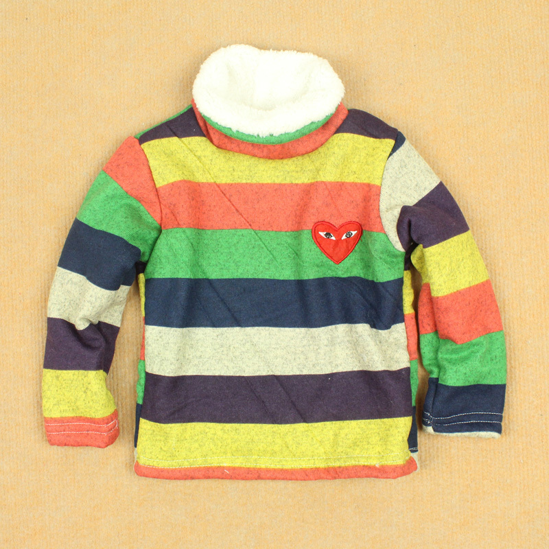 Winter male female child baby thermal pullover child knitted cotton berber fleece basic turtleneck shirt