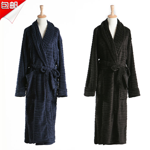 Winter male female lovers coral fleece ultra long robe sleepwear bathrobes plus size plus size