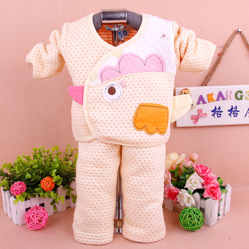 Winter male thickening thermal underwear set baby cotton-padded clothes newborn clothing