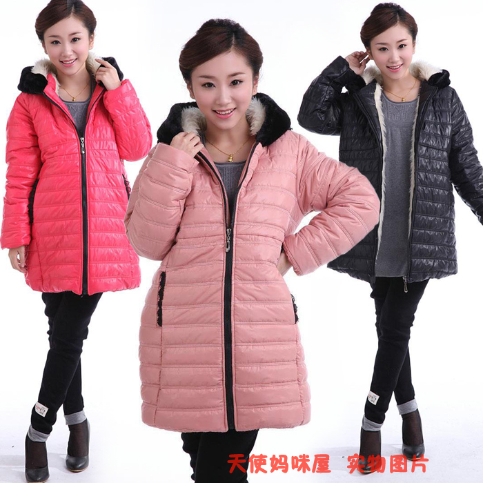 Winter maternity clothing autumn and winter thickening macrotrichia thermal maternity wadded jacket plus size outerwear