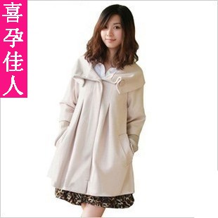 Winter maternity clothing cloak wool coat medium-long loose autumn and winter maternity wadded jacket outerwear