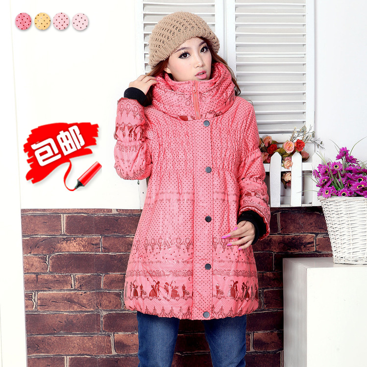 Winter maternity clothing cotton-padded jacket maternity thickening wadded jacket outerwear dot maternity down cotton-padded