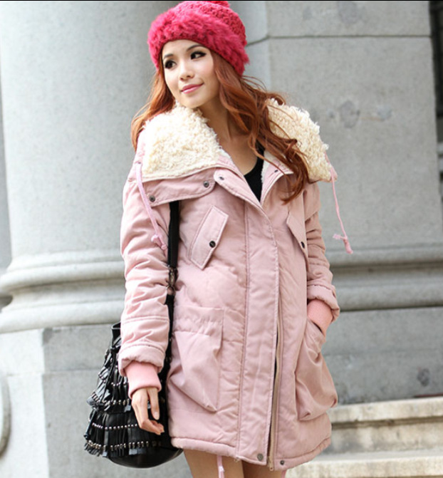 Winter Maternity Clothing Fashion Berber Fleece Turn-down Collar Wadded Jacket Plus Cotton Thickening Thermal Maternity Coat