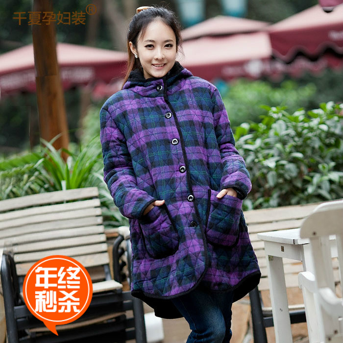 Winter maternity clothing fashion long-sleeve outerwear flannel plaid thickening wadded jacket cotton-padded jacket