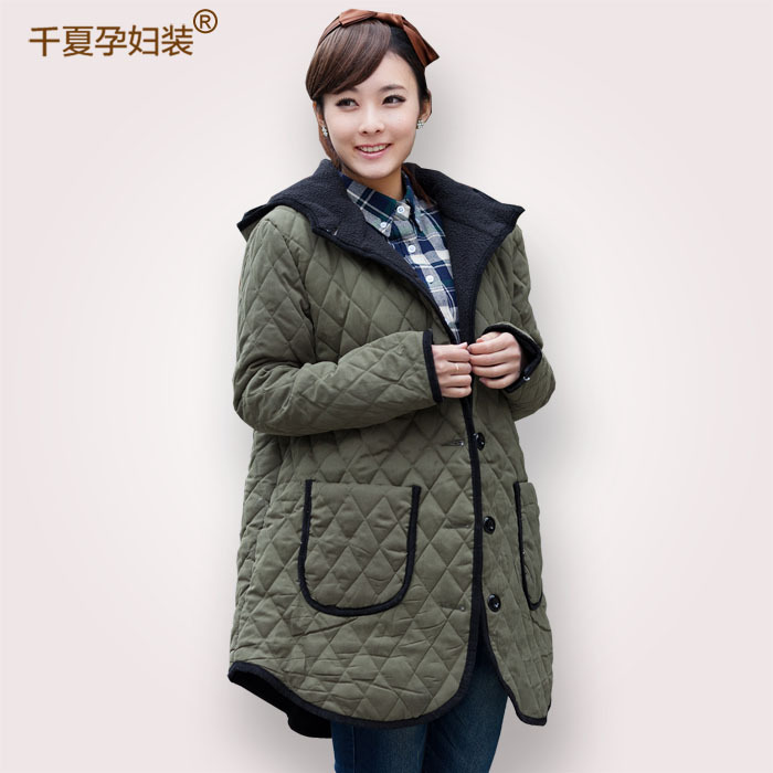Winter maternity clothing fashion long-sleeve outerwear plaid berber fleece cotton-padded thickening wadded jacket cotton-padded