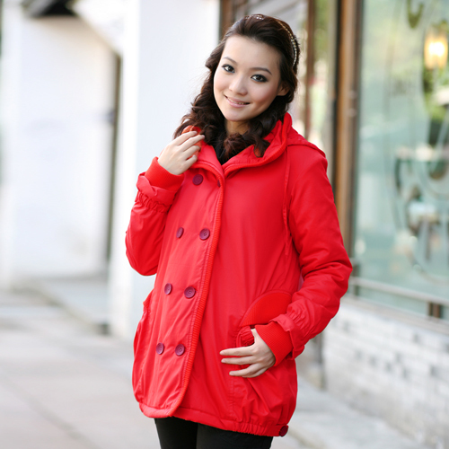 Winter maternity clothing maternity top wadded jacket thickening hooded outerwear u309