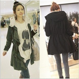 Winter maternity clothing maternity wadded jacket thick maternity outerwear trench thermal maternity hooded overcoat