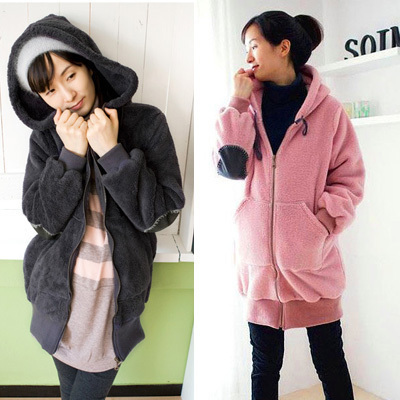 Winter maternity clothing thickening with a hood berber fleece maternity wadded jacket maternity outerwear xlr-5080
