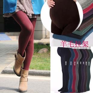 Winter maternity legging thickening wool lycra maternity wool socks pantyhose step foot socks