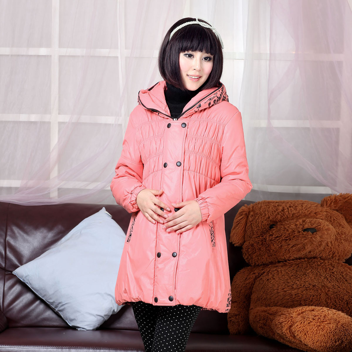 Winter maternity wadded jacket outerwear thickening print maternity cotton-padded jacket cotton-padded jacket down coat