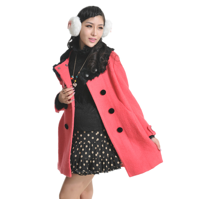 Winter maternity wool outerwear overcoat fashion fur collar maternity thickening winter 161154
