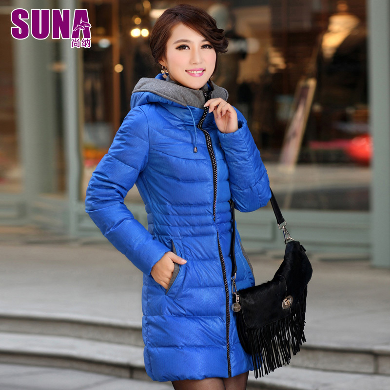 Winter medium-long 2013 with a hood down coat women outerwear yrf1612