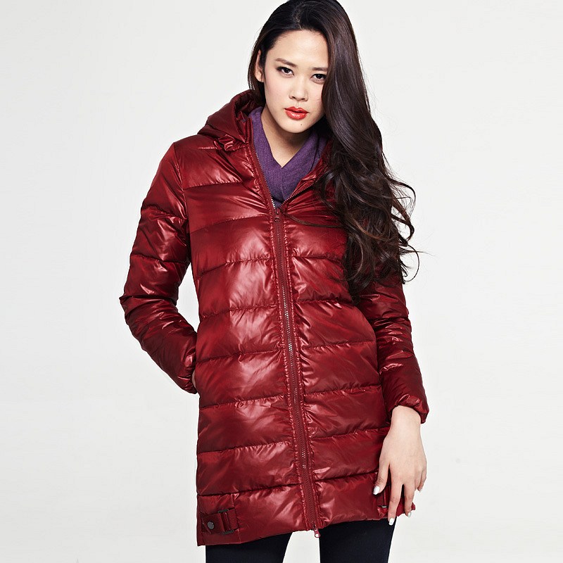 winter medium-long down coat solid color Women outerwear