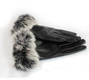 Winter Mittens Rabbit Fur Gloves Leather