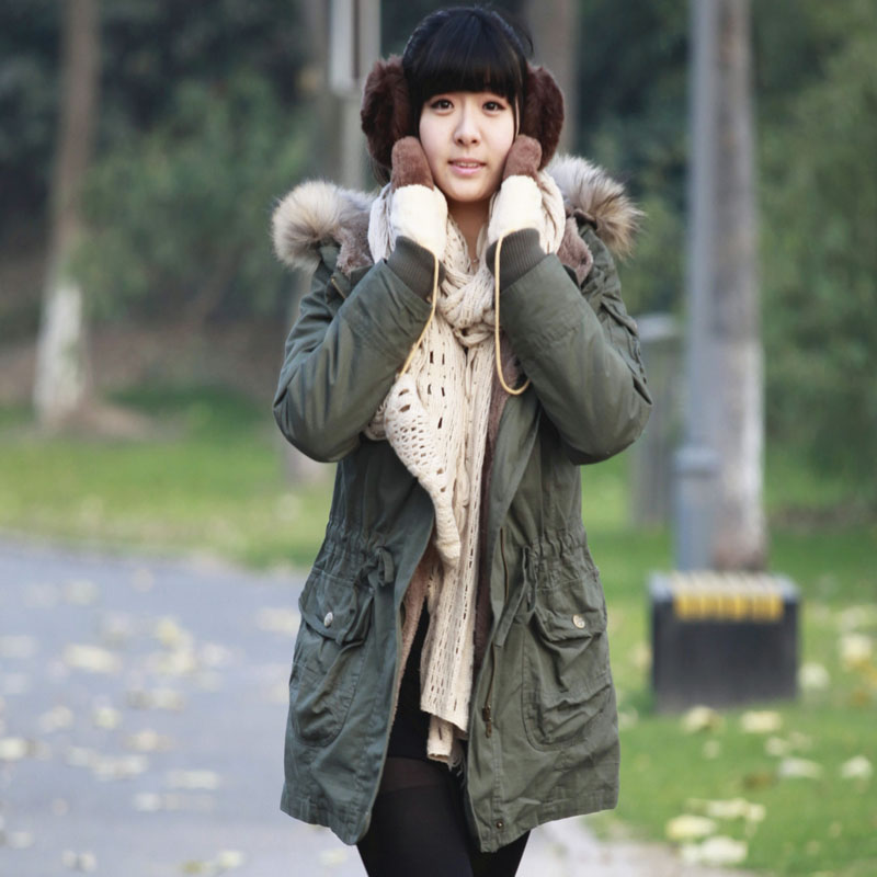 Winter new arrival 2013 wool loose with a hood thickening wadded jacket female outerwear