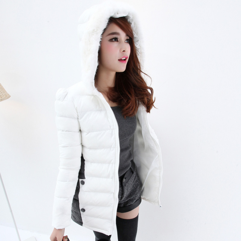 Winter new arrival rabbit fur with a hood shiny woolen patchwork cotton-padded thermal wadded jacket outerwear female ac737
